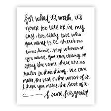 For What It S Worth F Scott Fitzgerald Print Quote Prints Motivational Wall Art Art Prints Quotes