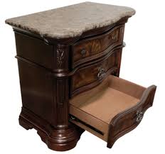 Eight drawer dresser with cabinet in the middle. Barney S Traditional Walnut With Marble Top Bedroom Set Casye Furniture