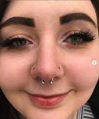 Septum Piercing W Double Nostril Piercings Nose Piercing Double Nose Piercing Double Nostril Piercing