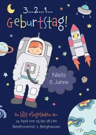 Frohliche Einladungskarte Zum 6 Geburtstag Mit Raumfahrer Und Rakete Im Weltall Kindergeburt Kindergeburtstag Rakete Astronauten Geburtstag Geburtstag Junge