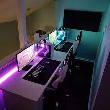 Diy Computer Desk Case Designs For Small Spaces For Two Ideas Ikea Into Vanity Legs Plans Gaming Room Setup Computer Gaming Room Video Game Room Design