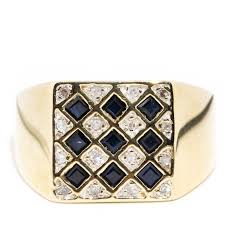 Vintage Circa 1990s 9 Carat Yellow Sapphire & Diamond Signet Ring