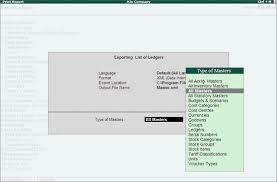 Export Data From Masters In Tally Erp 9