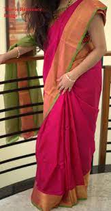 Uppada Pink Color Plain Silk Saree With Gold Border Plain Silk Saree Indian Saree Dress Saree