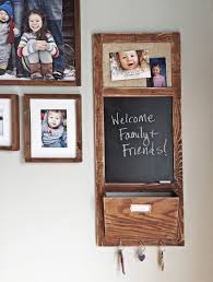 I loved the idea of a sliding board and a bulletin board in the back. Elmer S Wall Organizer With Chalkboard Pinboard Mail Bin And Hooks Ana White