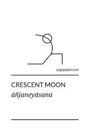 Crescent Moon Yoga Pose Stick Figure The Sanskrit Name Anjaneyasana Means Son Of Anjani Pose Hatha Yoga Poses Yoga Poses Names All Yoga Poses