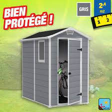abri de jardin resine 2m2 style cabanon colori gris traite anti uv