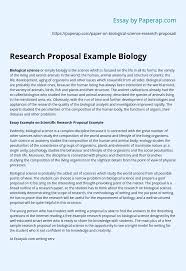Only references cited in the body of the paper are. Research Proposal Example Biology Essay Example