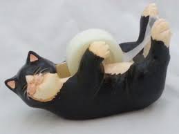 Black And White Cat Tape Dispenser Heavy Cute Kitty Figi Desk Accessory Rare Desk Accessories White Cat Cute Cats