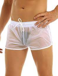 Amazon.com: Nimiya Men's See-Through Mesh Drawstring Boxer Shorts Lounge  Underwear Sports Swim Trunks Quick Dry Swimsuit White Medium: Clothing,  Shoes & Jewelry