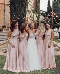 Classic Wedding Dress Idea Ivory Draped Organza Ball Gown Blush Pink Bridesmaid Dresses Pink Bridesmaid Dresses Wedding Bridesmaids