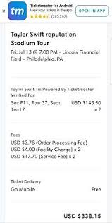 taylor swift tickets philadelphia 315 00 picclick