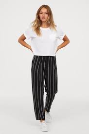 Aesthetic Black And White Striped Pants Outfit Ideas Pdp Wide Leg Trousers Outfit Stripe Pants Outfit Stripped Pants Outfit