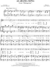 Well i heard mister young sing about her/ well i heard old. Alabama Song From Mahogonny Sheet Music In C Major Transposable Download Print Sku Mn0043028