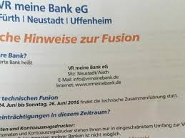 Vr meine bank eg bahnhofstr. Bankenfusion In Der Region Schreckt Kunden Auf Furth Neustadt Uffenheim Nordbayern