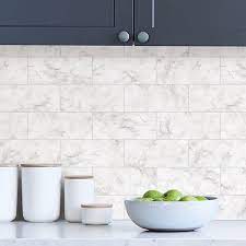 Unique, handmade rugs · free shipping on $49+ · mix and match decor Nh3394 Marble Tile Peel And Stick Backsplash By Inhome