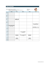 Blank Sports Class Schedule In Excel Templates At Allbusinesstemplates Com