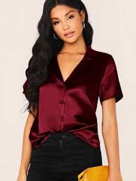 You can look stylish and very chic in a white satin blouse while you are at work. Notched Collar Satin Blouse Swblouse07190821589 22 00 Dailytowear Com Satin Shirt Satin Blouse Women
