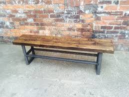 Industrial Chic Reclaimed Bench With Wire Shelf Coffee Table Tv Stand Steel Solid Wood Metal Custom Hand Made Furniture Sheffield Bar Cafe Metal And Wood Bench Wood Wood And Metal
