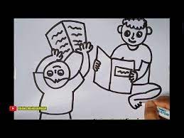 Menggambar orang sedang membaca buku. Cara Menggambar Anak Anak Sedang Membaca Buku Youtube