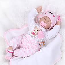 Amazon Com Reborn Baby Dolls 22 Cute Realistic Soft Silicone Sleeping Baby Dolls Real Newborn Baby Doll Girl With Closed Eyes Toys Games