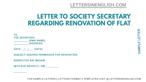 She has excellent knowledge of both clerical and secretarial work and is a wonder in providing executive support. Request Letter To Society Secretary For Renovation Of Flat Sample Letter Letters In English