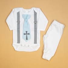 Baby Boy Baptism Outfit Onesie Pants In Gray Blue Cuddle Sleep Dream