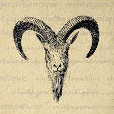 Antique Goat Digital Printable Image Ram Horns Graphic Download Jpg Png Eps 18x18 Hq 300dpi No 481 Vintageret Printable Image Antique Artwork Vintage Artwork
