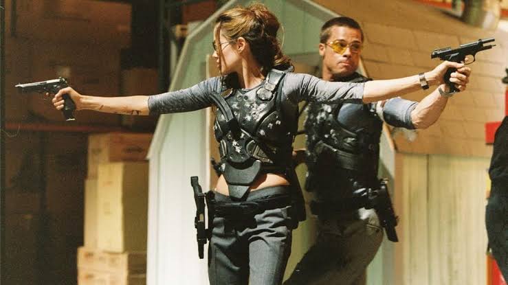 Angelina Jolie in an action sequence, AI generated