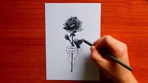 Garden rose botanical drawing black and white drawing. How To Draw A Rose Black And White Rose Drawing Youtube