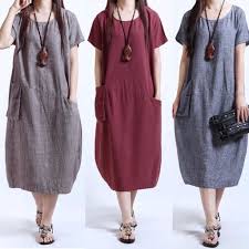 Fashion Vintage Women Casual Loose Long Tops Shirt Baggy Tunic Maxi Dress Plus Size Linen Maxi Dress Casual Dress Linen Loose Dress
