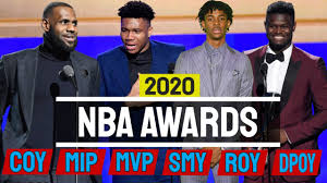 The nba award finalists include some of the biggest stars in the game, i.e lebron james, james harden, zion williamson and many others. Nba Awards 2020 Mvp Roy Coy Mip Sixth Man Dpoy Youtube