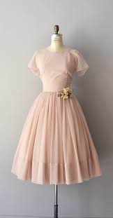 1950 S Blush Chiffon Dress Vintage 1950s Dresses Vintage Dresses 50s Vintage Dresses