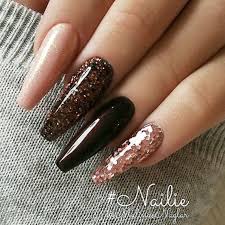 Fall Nails Brown Glitter Nails Ballerina Nails Acrylic Nails Ballerina Nails Fall Acrylic Nails Trendy Nails