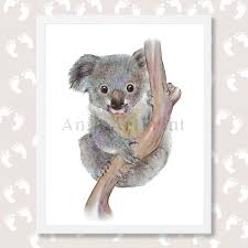 Koala Print Koala Bear Art Koala Watercolor Painting Nursery Etsy Bear Art Baby Animal Painting Bear Paintings
