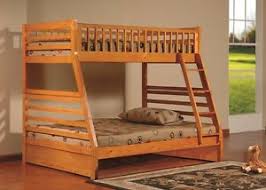 Bunk beds are a natural choice for limited space, cozy sleepovers and just generally for kids sharing a bedroom. Twin Over Full Kids Bedroom Bed Oak Furniture Boys Girls Ladder Wood Bunk Beds Ebay