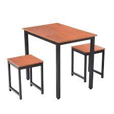 Hommoo 31.5 bar table with 4 bar stools 5 pieces dining set metal frame and mdf board industrial kitchen table for restaurant living room bar home furniture (oak top+black tube) 2.7 out of 5 stars. Shop Now For The Simple Industry Style 3 Pieces Dining Table Set With 2 Stools For Home Living Room Kitchen Room Furniture Rustic Brown Black Brown Beige Accuweather Shop