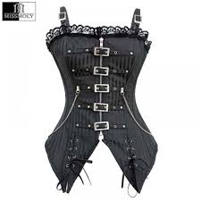 Black And White Striped Corset Pin On Bodysuits
