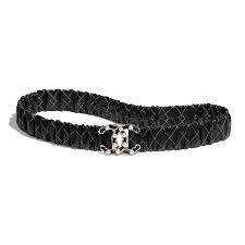 Black Belt With Holes Png Lambskin Gold Tone Metal Glass Pearls Black Belt Chanel Gold Tone Metal Belt Leather Belts