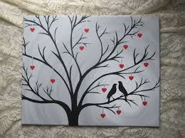 Hand Painted Canvas Wall Art Love Birds In Heart Tree Hand Painting Art Art Painting Hand Painted Canvas