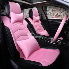Charming Pink Color Attractive Sport Design Durable Pvc Material Universal Five Car Seat Cover Pink Car Accessories Pink Car Seat Pink Car Seat Covers