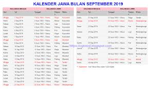 Ovaj je kalendar prikladan za tiskanje! Kalender Jawa Bulan September 2019 Trending Topic