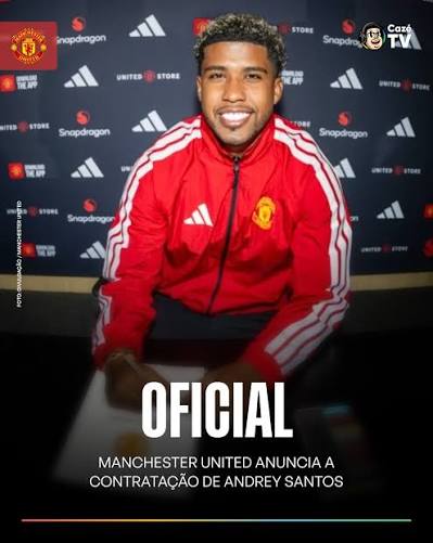 ANDREY SANTOS &Eacute; DO MANCHESTER UNITED!!! 🔴👹✓ O clube ingl&ecirc;s anunciou oficialmente a contrata&ccedil;&atilde;o do volante brasileiro, que deixou o Chelsea e acertou por cinco temporadas com os Red Devils! Bom refor&ccedil;o? #