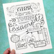 The spruce / miguel co these thanksgiving coloring pages can be printed off in minutes, making them a quick activ. 1 Timothy 4 12 Be An Example Bible Journaling Color Your Etsy