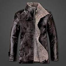 Mens Winter Pu Leather Coat Fur Parka Fleece Jacket Trench Slim Coat Black Chocolate Moda Ropa Hombre Chaqueta De Cuero Hombre Ropa De Hombre Casual Elegante