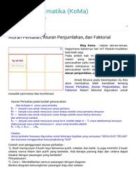 Faktorial dari bilangan asli n, dinotasikan n! Konsep Matematika Koma Aturan Perkalian Aturan Penjumlahan Dan Faktorial Pdf