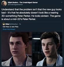 It's a weird decision to recast peter for this. Angry Nerds Crap On Peter Parker S Face In The Spider Man Ps5 Remaster Funny Gallery