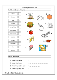 Vocabulary Matching Worksheet Food Vocabulary Worksheets Vocabulary Kindergarten Vocabulary