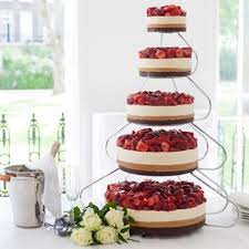 Costco Uk 5 Tier Strawberry Cream Celebration Cheesecake With Cake Stand Pictured S Wedding Cheesecake Cheesecake Wedding Cake Alternative Wedding Cakes
