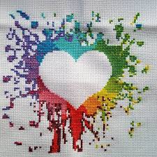 Heart Cross Stitch Pattern Love Cross Stitch Pattern Rainbow Watercolor Modern Home Decor Wedding Gift Birthday Diy Gift Counted Xstitch Cross Stitch Heart Cross Stitch Embroidery Stitch Patterns